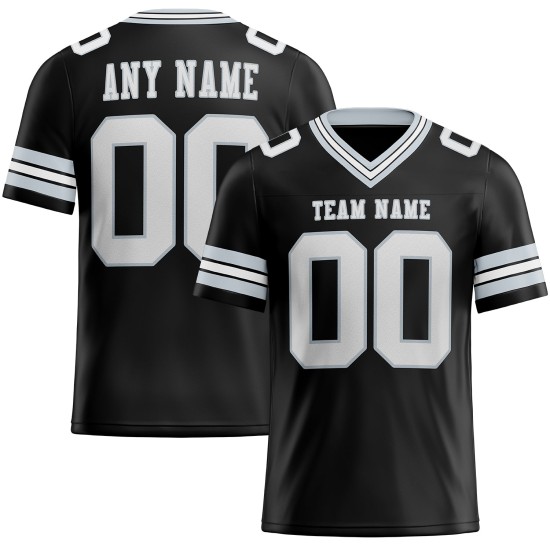 Maglia da calcio personalizzata autentica bianca e nera argento Maglia da calcio personalizzata autentica bianca e nera argento