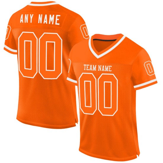 Maglia da football personalizzata, autentica, bianca e arancione, stile retrò Maglia da football personalizzata, autentica, bianca e arancione, stile retrò