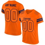 Maglia da football arancione personalizzata autentica arancione-blu navy Maglia da football arancione personalizzata autentica arancione-blu navy