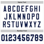Maglia da football personalizzata in maglia bianca autentica, stile retrò, blu navy e grigio Maglia da football personalizzata in maglia bianca autentica, stile retrò, blu navy e grigio
