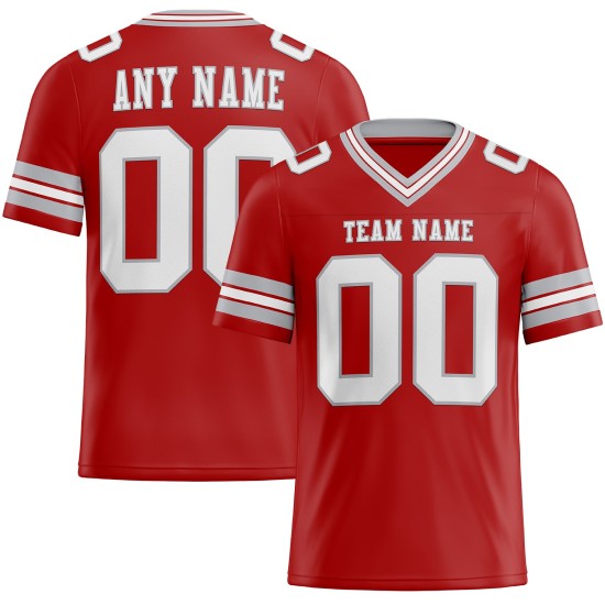 Maglia da calcio bianca e grigia autentica personalizzata in rete rossa Maglia da calcio bianca e grigia autentica personalizzata in rete rossa