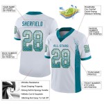 Maglia da football personalizzata Drift Fashion Gold Teal-Old White Mesh Maglia da football personalizzata Drift Fashion Gold Teal-Old White Mesh