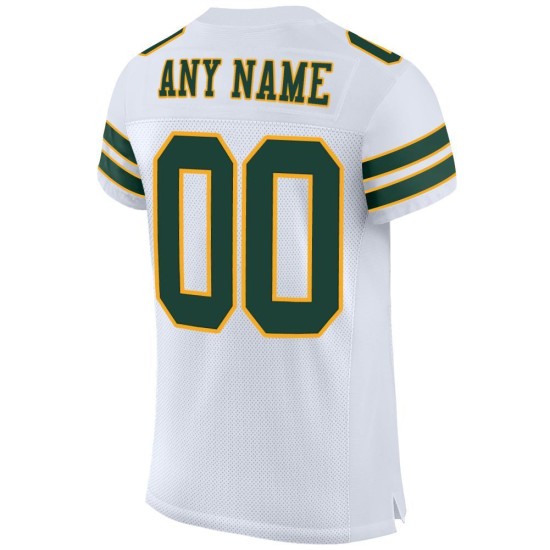 Maglia da calcio a rete bianca verde-oro personalizzata autentica Maglia da calcio a rete bianca verde-oro personalizzata autentica