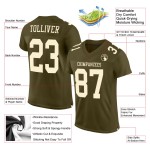 Servizio per maglia da football oliva personalizzata autentica crema Salute Mesh Servizio per maglia da football oliva personalizzata autentica crema Salute Mesh