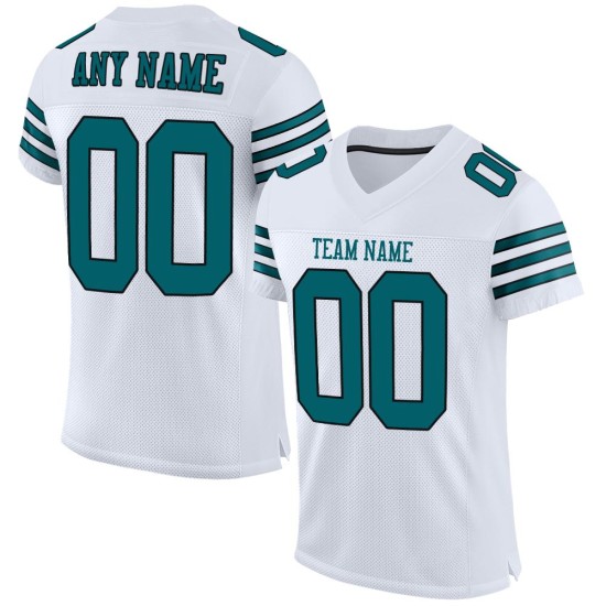 Maglia da calcio autentica in rete bianca, verde acqua e nera personalizzata Maglia da calcio autentica in rete bianca, verde acqua e nera personalizzata
