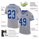Maglia personalizzata in maglia grigia, blu royal e bianca, stile retrò da football Maglia personalizzata in maglia grigia, blu royal e bianca, stile retrò da football