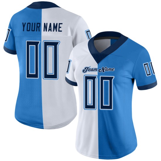 Maglia da calcio personalizzata blu polvere, maglia moda blu navy-bianca divisa Maglia da calcio personalizzata blu polvere, maglia moda blu navy-bianca divisa