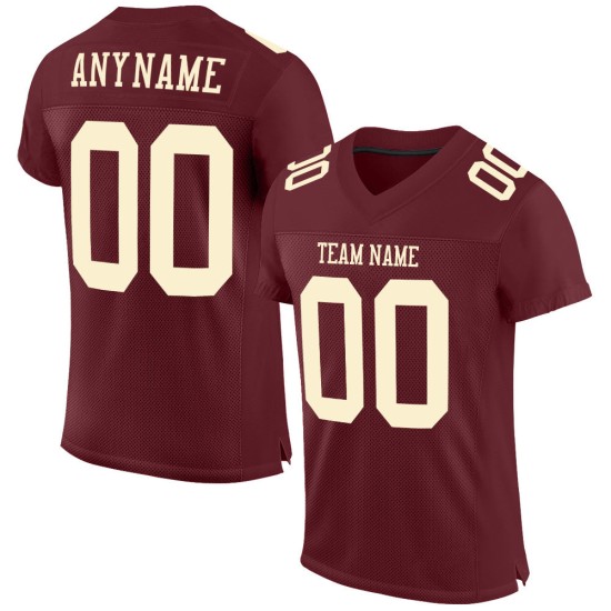 Maglia da football autentica personalizzata in maglia color crema bordeaux Maglia da football autentica personalizzata in maglia color crema bordeaux
