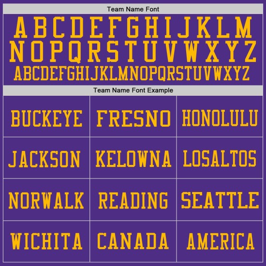 Maglia da football retrò autentica in maglia viola e oro personalizzata Maglia da football retrò autentica in maglia viola e oro personalizzata