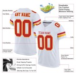 Maglia da calcio autentica personalizzata bianca scarlatta-oro Maglia da calcio autentica personalizzata bianca scarlatta-oro