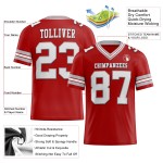 Maglia da calcio bianca e grigia autentica personalizzata in rete rossa Maglia da calcio bianca e grigia autentica personalizzata in rete rossa