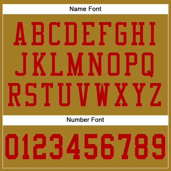 Maglia da football autentica in maglia rossa e oro personalizzata Maglia da football autentica in maglia rossa e oro personalizzata